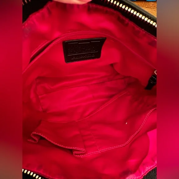 COACH Plaid Tote with Black Medallion - Black, Pink, Gray - Picture 10 of 12